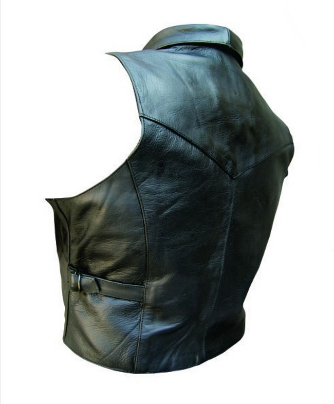 (image for) Ladies Cowhide Leather vest with collar and side straps